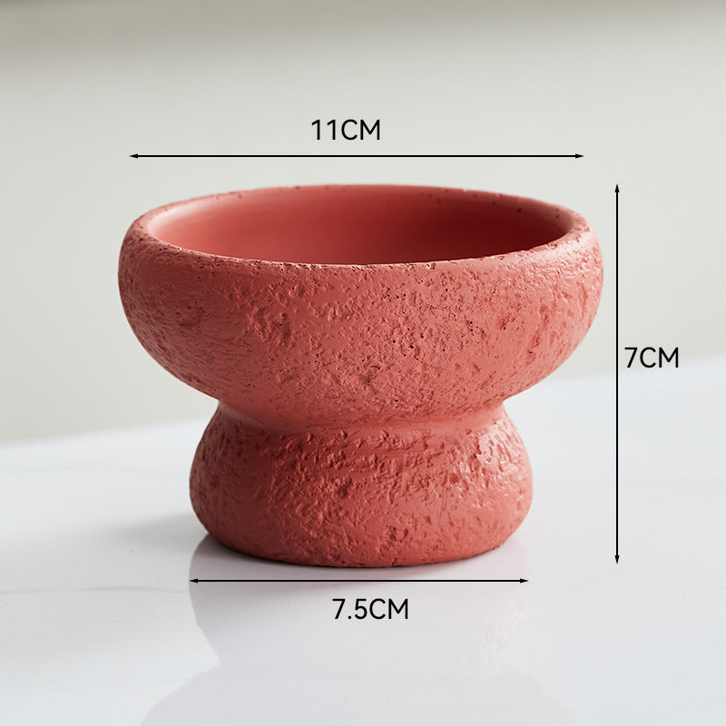 Decorative Cement Candle Cup with Volcanic Stone Base