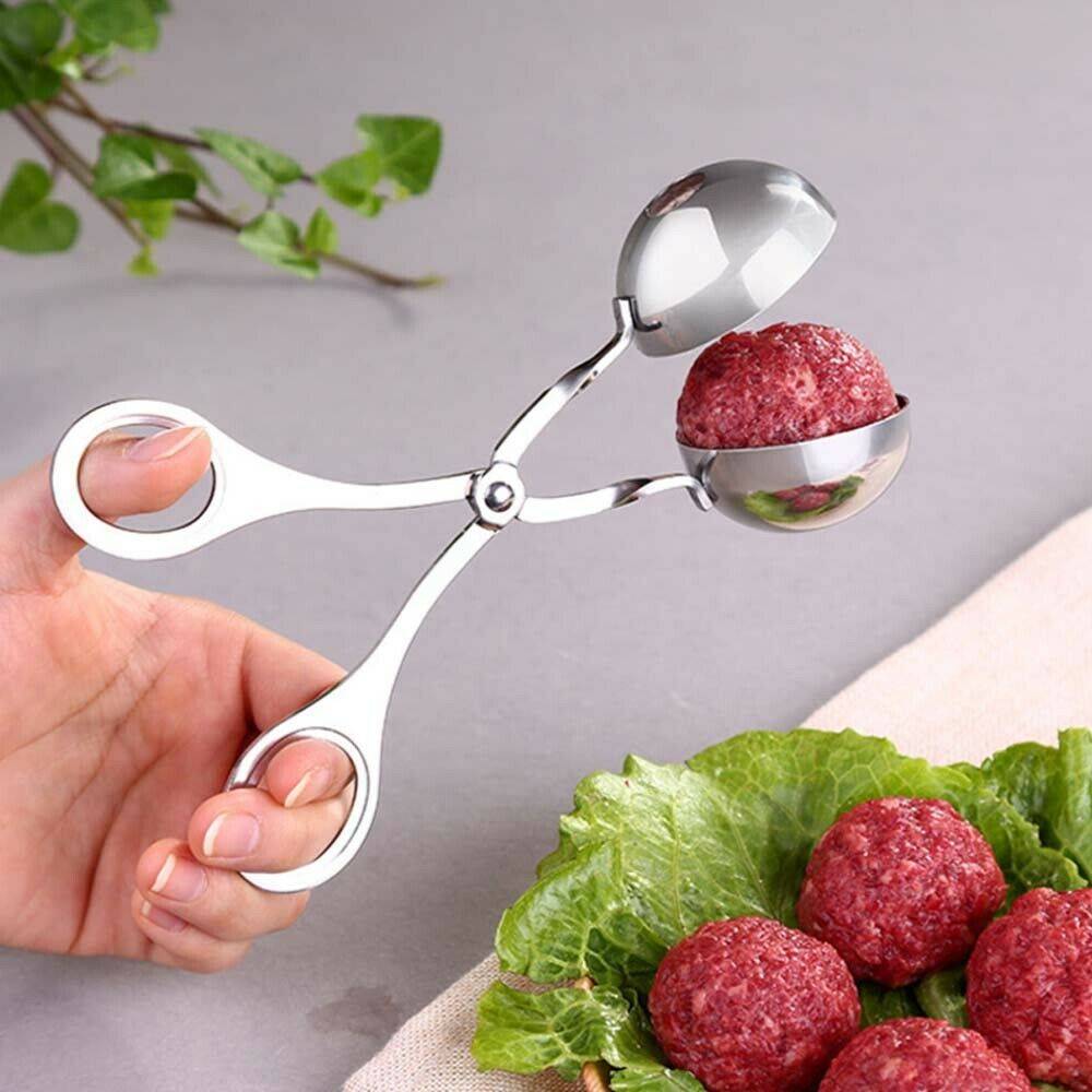 Uniform meatballs formed with the stainless steel maker