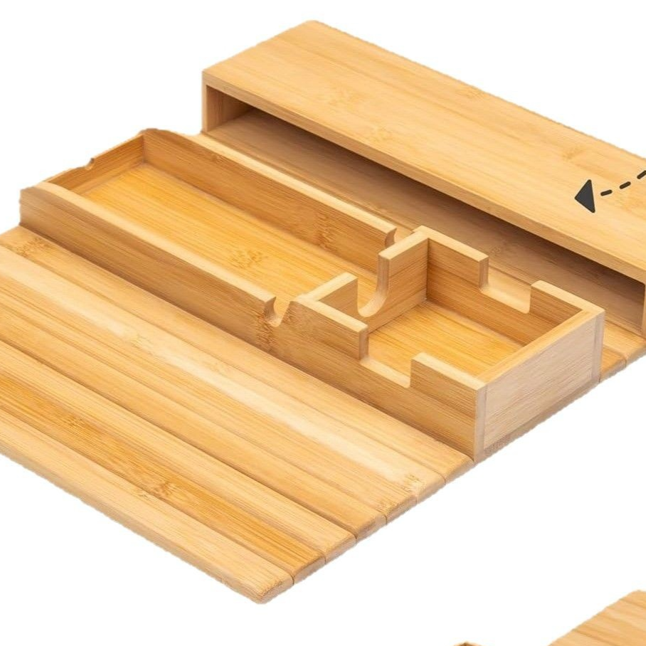 Bamboo sofa cup holder tray