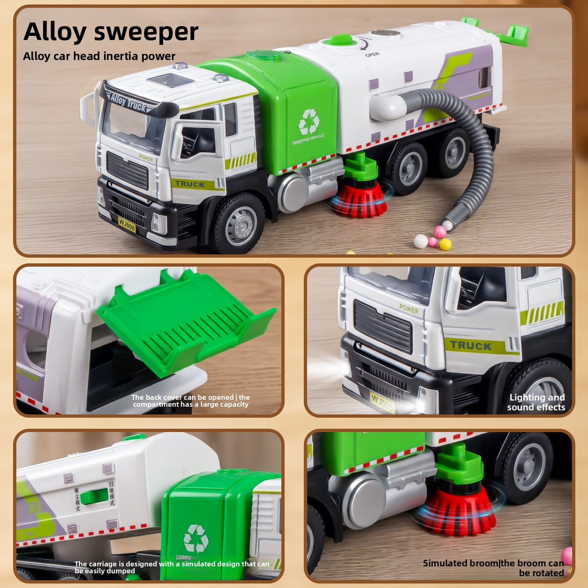 Simulated Alloy Sanitation Garbage Truck Toy