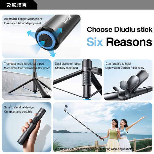 Smartphone mounted in selfie stick tripod phone cradle