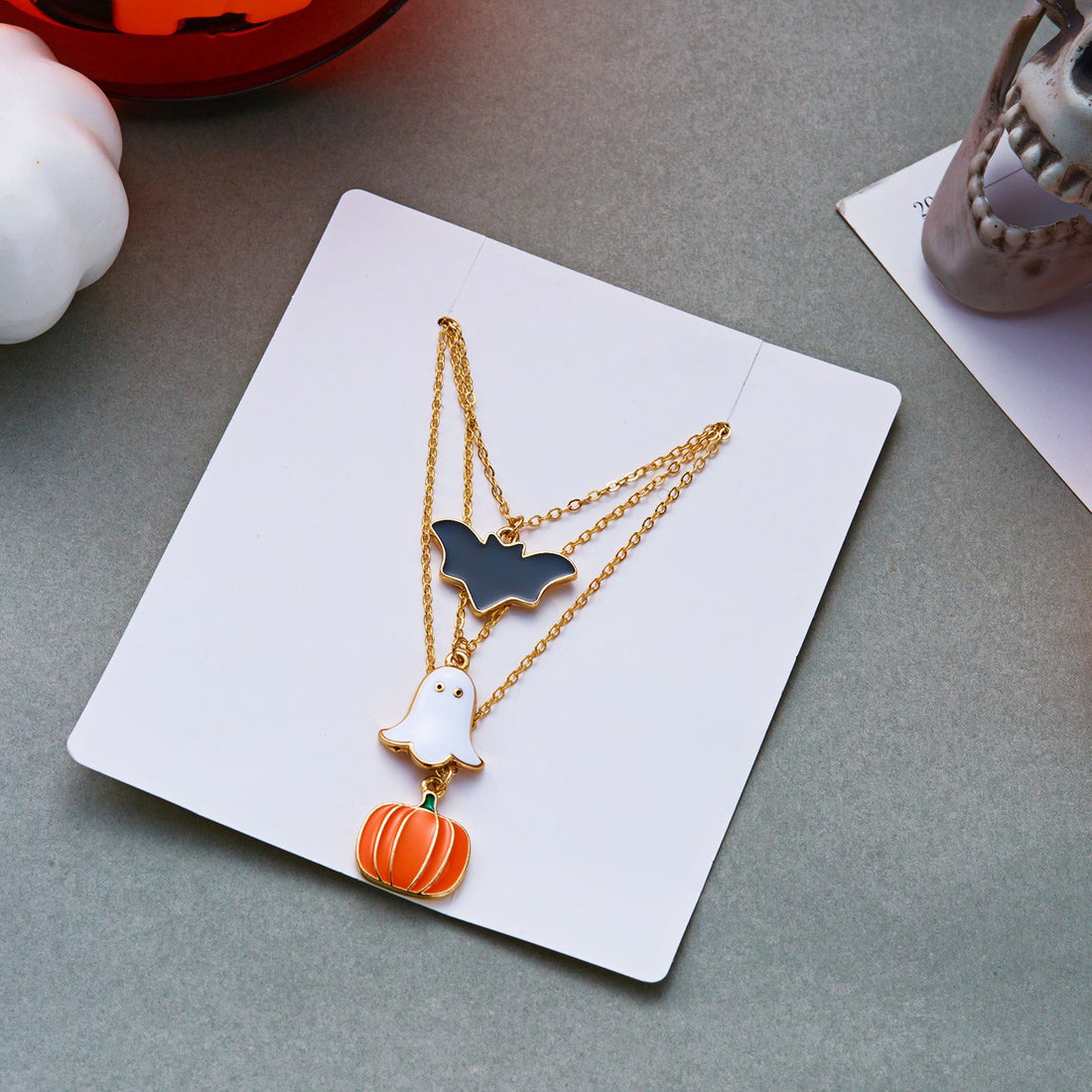 Halloween Adjustable Ghost Pumpkin Bat Ring Set