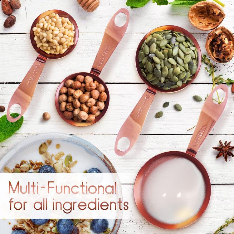 9-piece stainless steel measuring set with cups and spoons, secondary angle