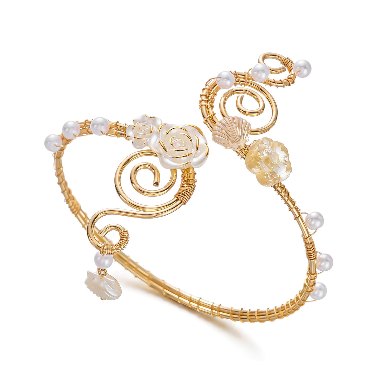 Ocean Shell Butterfly Open Arm Cuff Bracelet