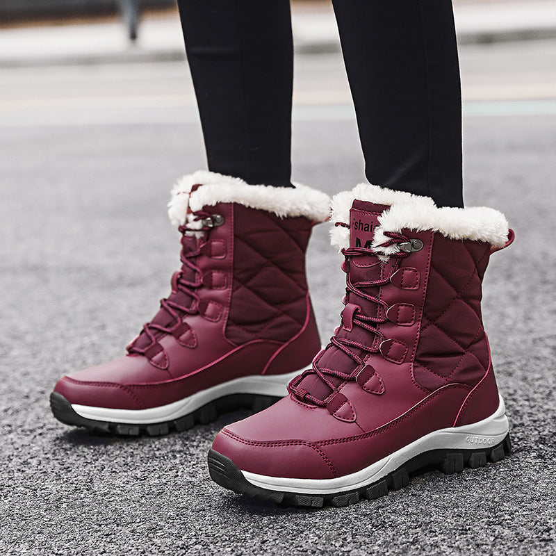 Womens Snow Boots Winter Warm MidTop Outdoor Boots with Faux Fur Lining