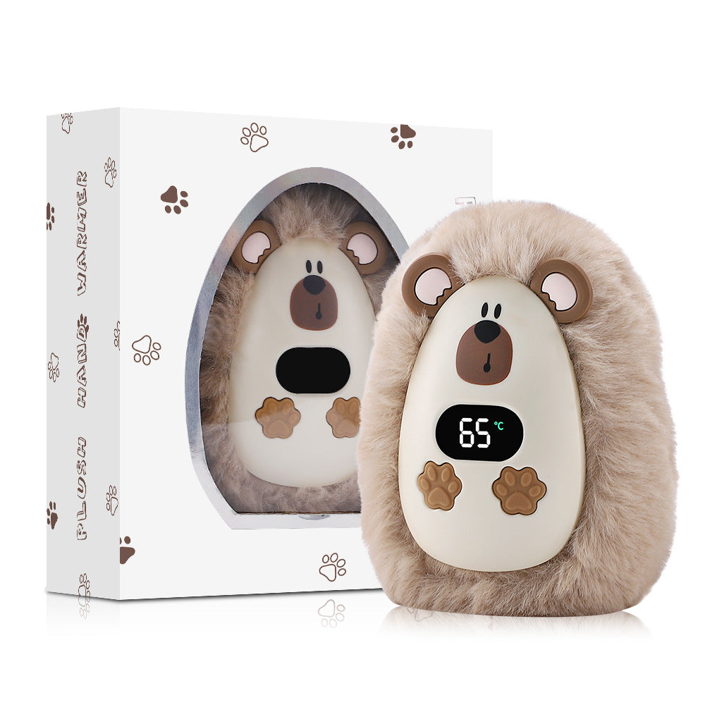 Plush Rechargeable Hand Warmer with Digital Display and Portable Design