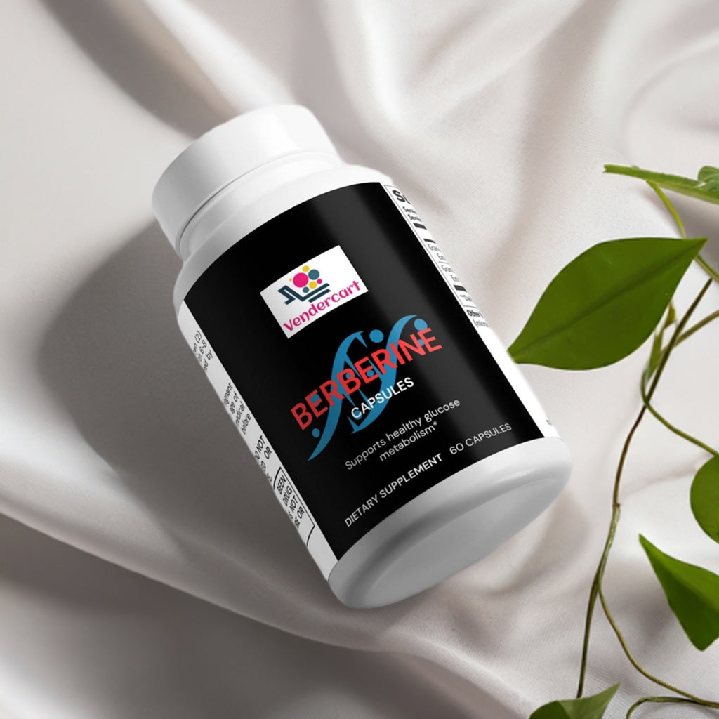 Berberine capsules close up showing serving size