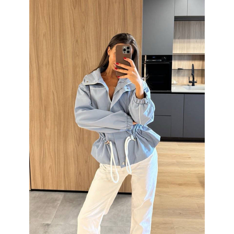 Waist-Cinching Long Sleeve Jacket