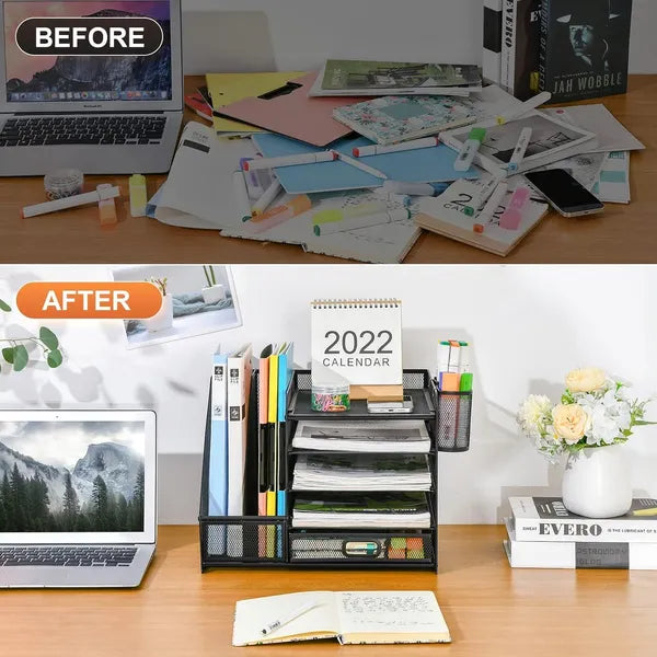 5-Tier Steel Desktop Stationery Storage Organizer Rack