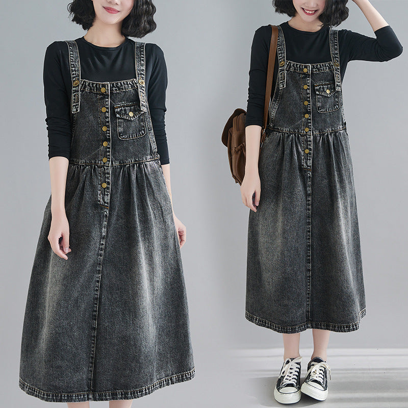 2026 Slimming Denim Suspender Skirt