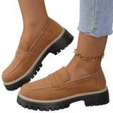 Womens Platform Loafers British Style Casual Shoes
