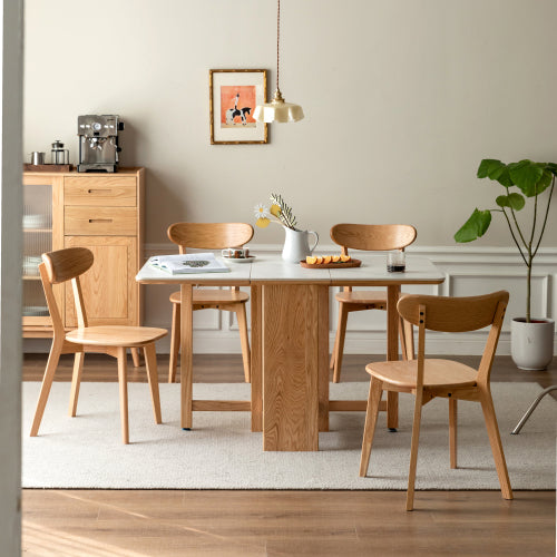 Modern oak dining chair side view