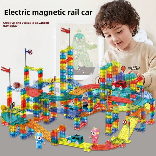 Magnetic Track Building Set with Electric Cars product image 1