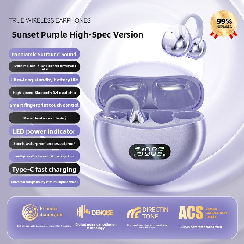 Wireless Clip-On Earphones with Digital Display