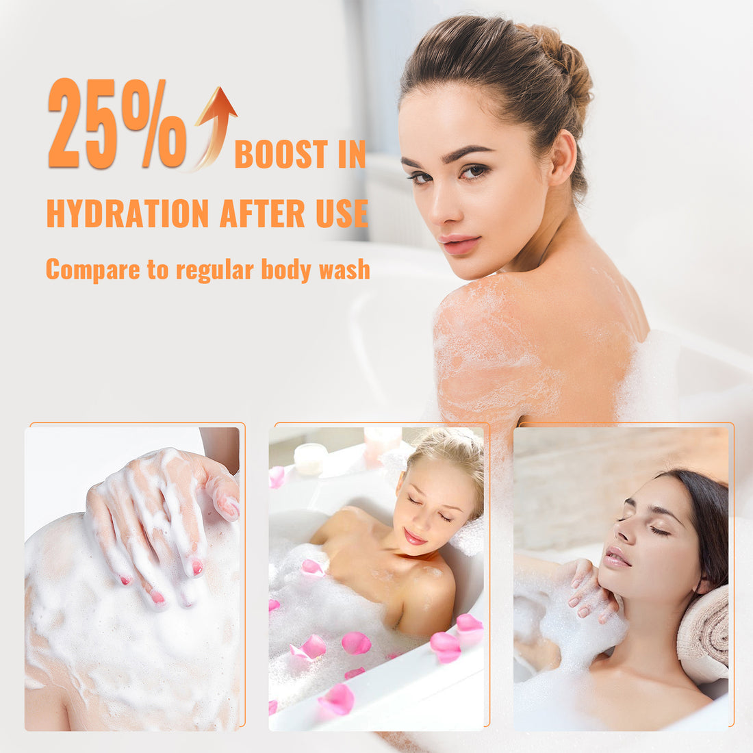 Body wash back label with usage instructions