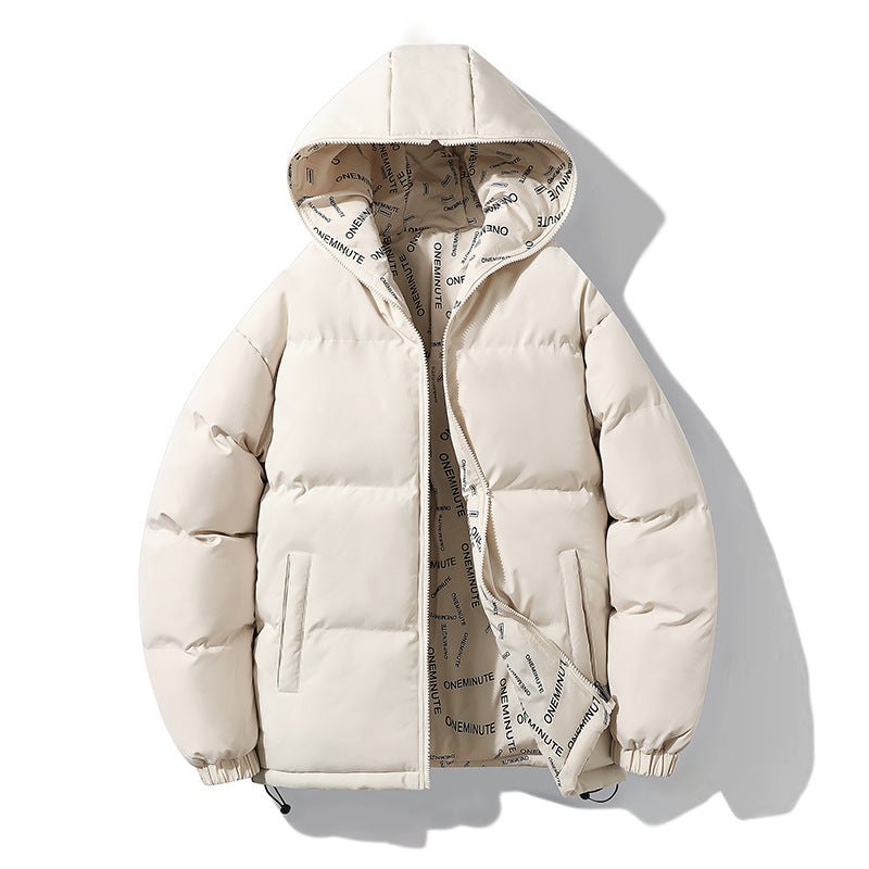 Men Reversible Thickened Winter Cotton Coat Hooded Zipper Jacket
