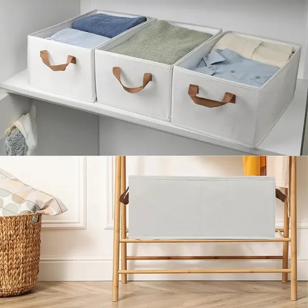 Foldable clothes storage box with transparent window closed