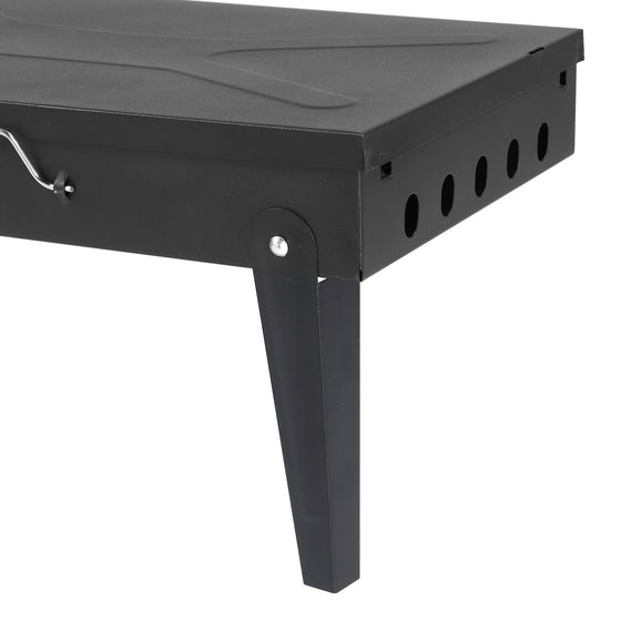 Black portable square charcoal grill with lid, photo 2 of 10