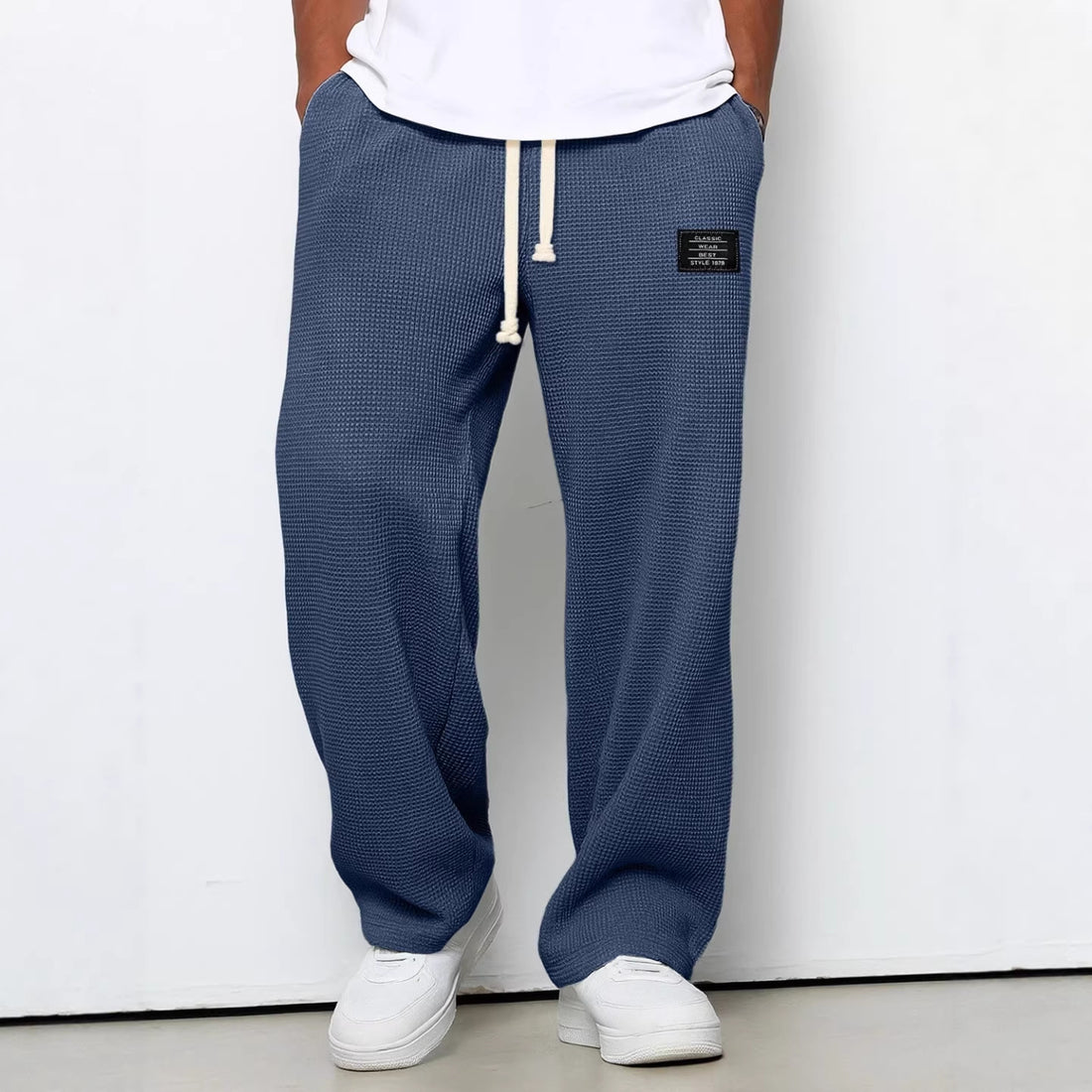 Men?s Waffle Texture Loose Wide-Leg Casual Pants