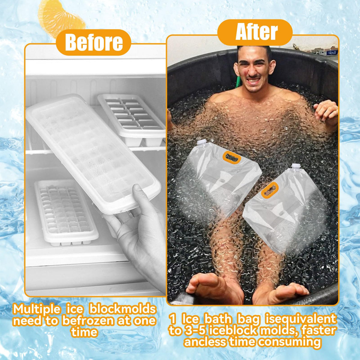 Cold plunge tub filled with ice and water