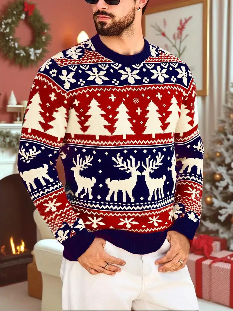 Christmas casual men's crew-neck long-sleeved hoodie