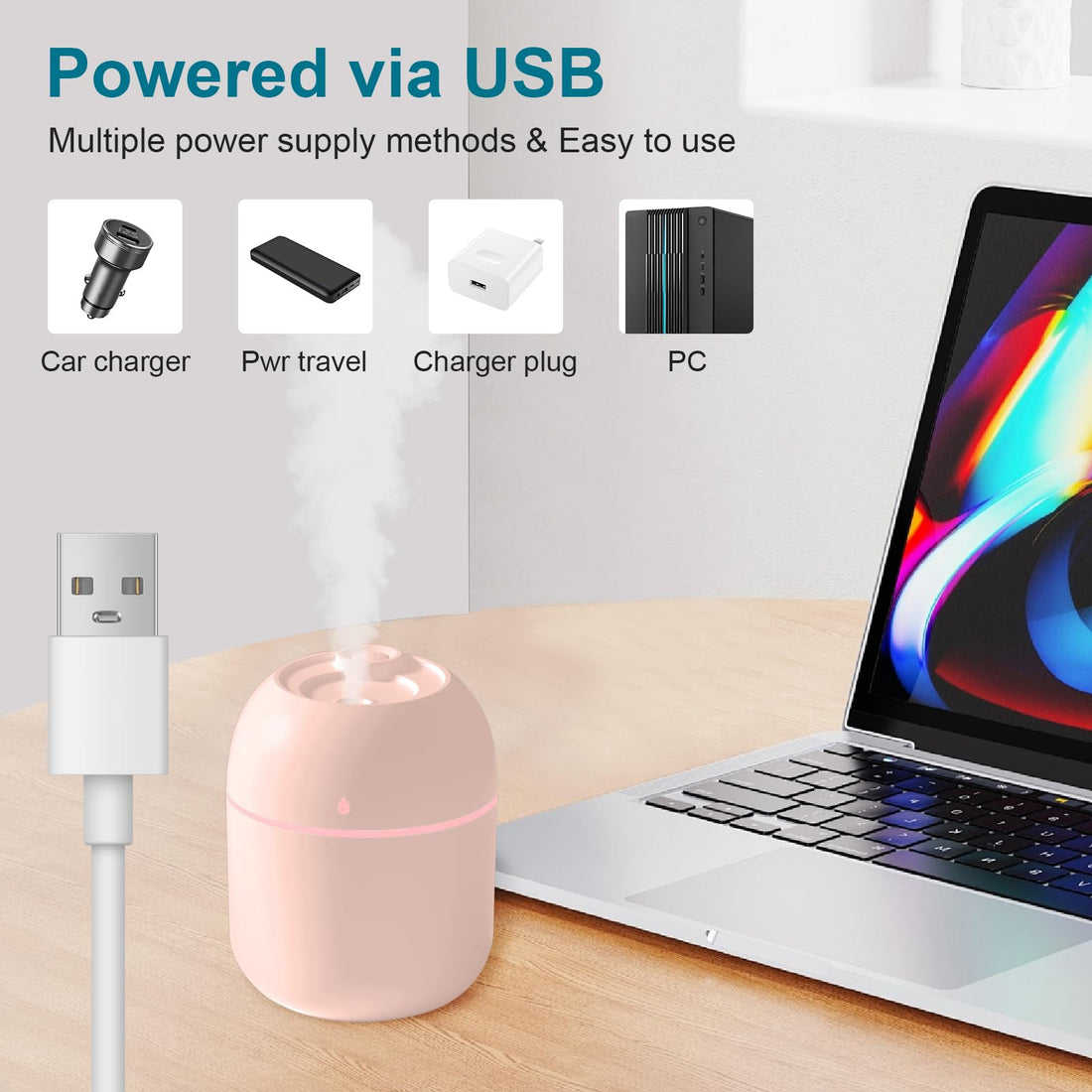 Portable mini USB cool mist humidifier size reference