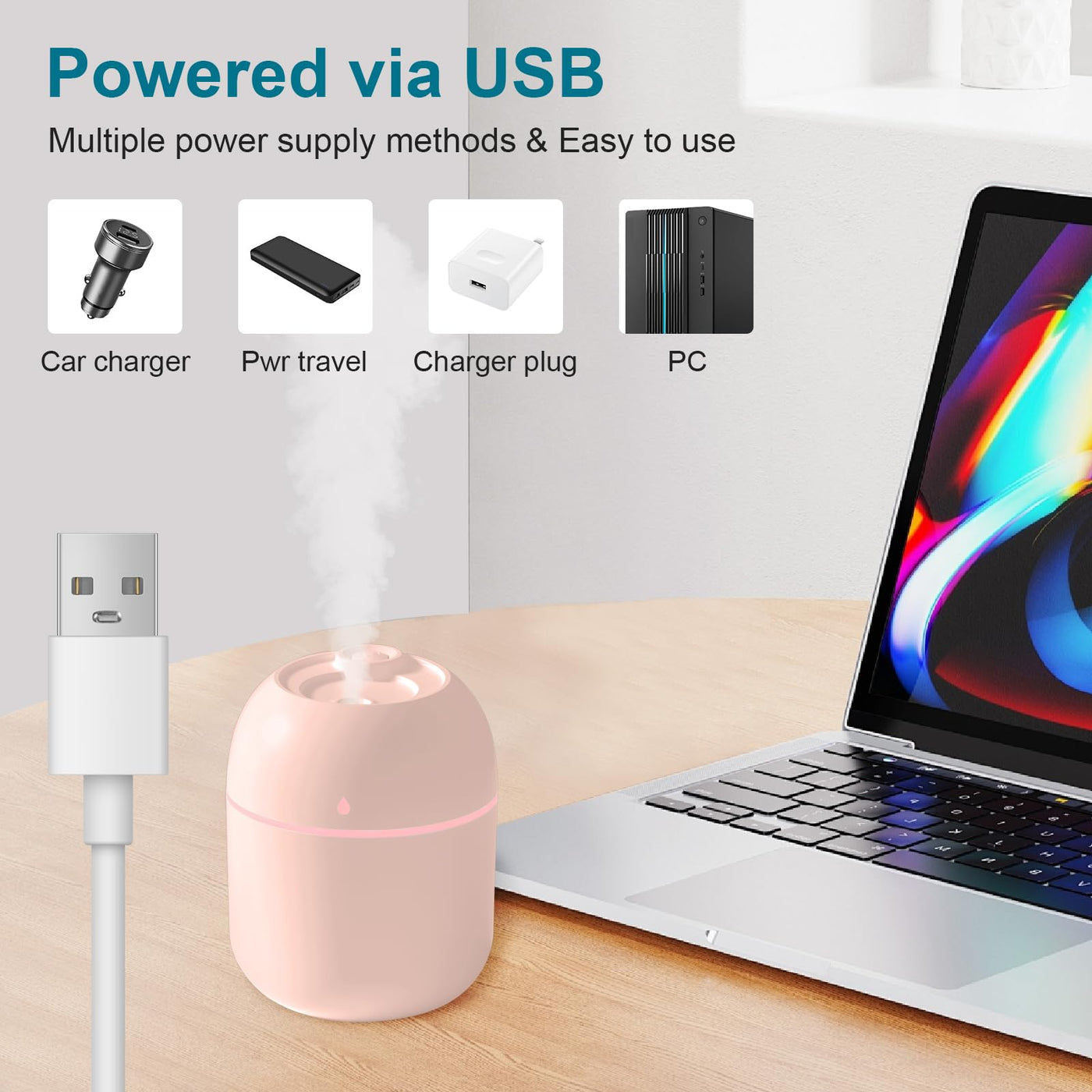 Portable mini USB cool mist humidifier size reference