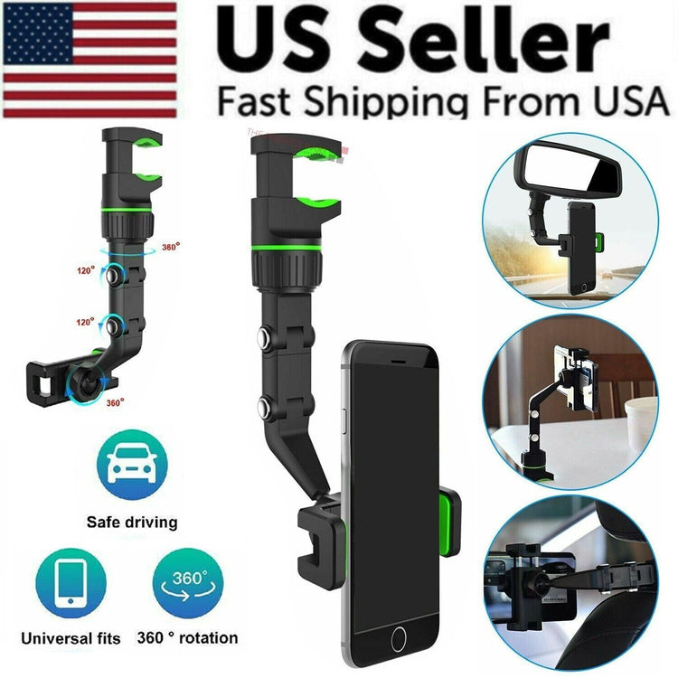 Rearview mirror phone mount lifestyle, driver view