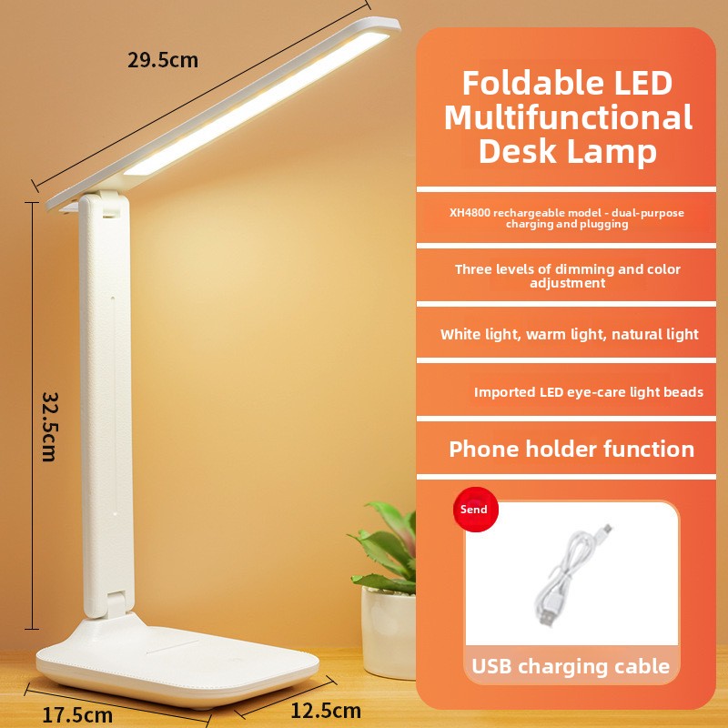 Foldable desk lamp with LED lighting