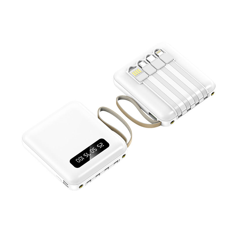 Portable Power Bank with Built-in Cables PD 2.0 Fast Charging High Capacity Lithium Polymer Battery for Smartphones and Tablets