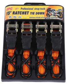 Ratchet Tie Down Straps with Heavy-Duty Tensioner