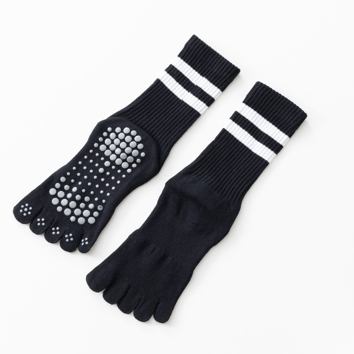Autumn Thickened Terry Yoga Socks Five Toes Striped Anti-Slip Floor Socks