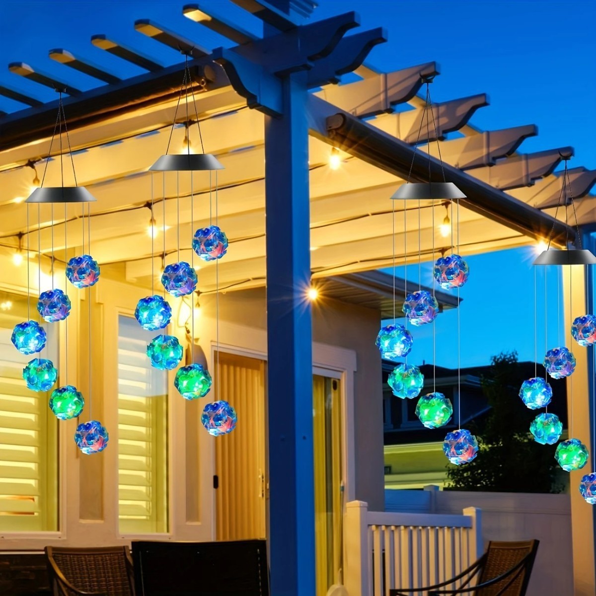 Solar Powered Color Changing Wind Chime Light with LED