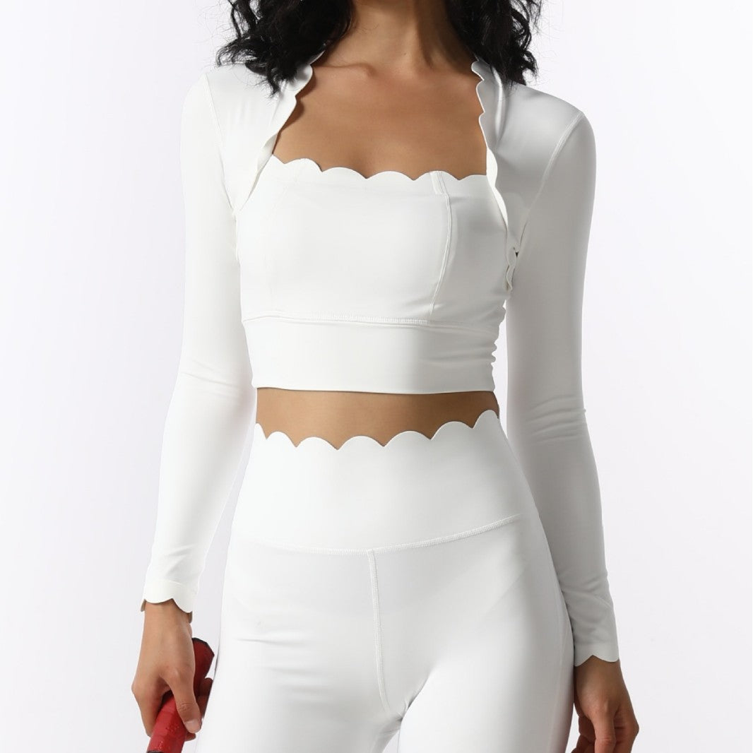 Wavy Lace Fitness Set with Chest Support