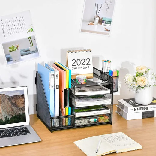 5-Tier Steel Desktop Stationery Storage Organizer Rack