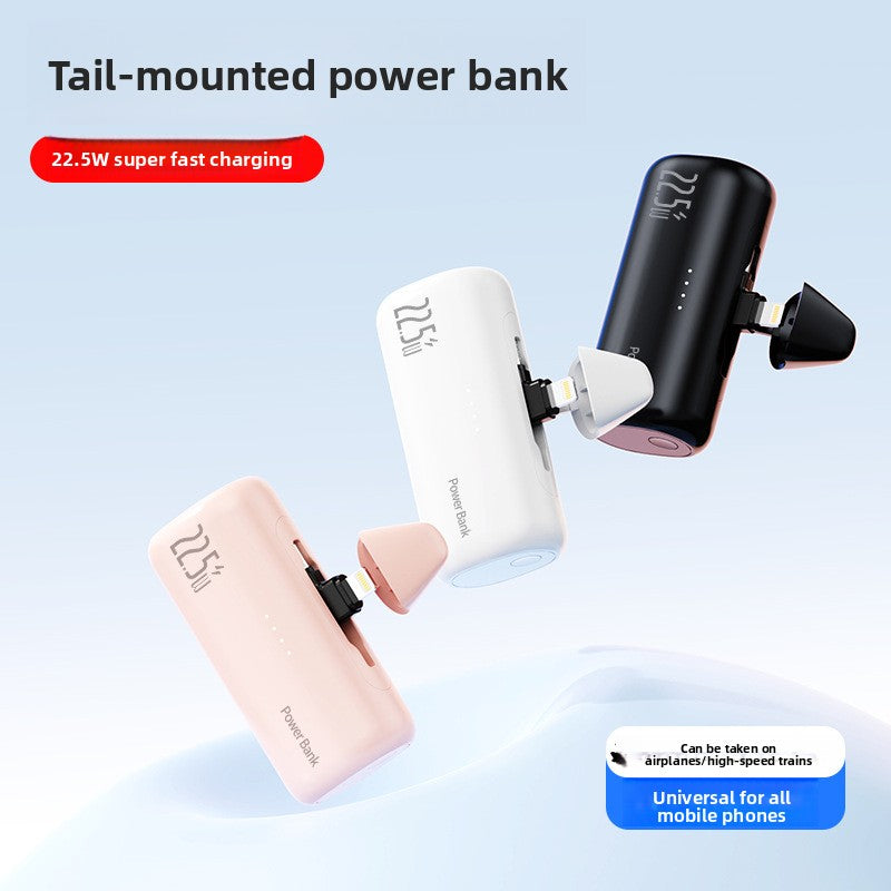 5000mAh Compact Portable Power Bank with Hidden Dual Connectors Fast Charging