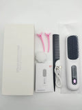 USB Charging Portable Hair Straightener Brush, Cordless Straightening Comb LED Display & Ceramic Coating, Ionic Technology