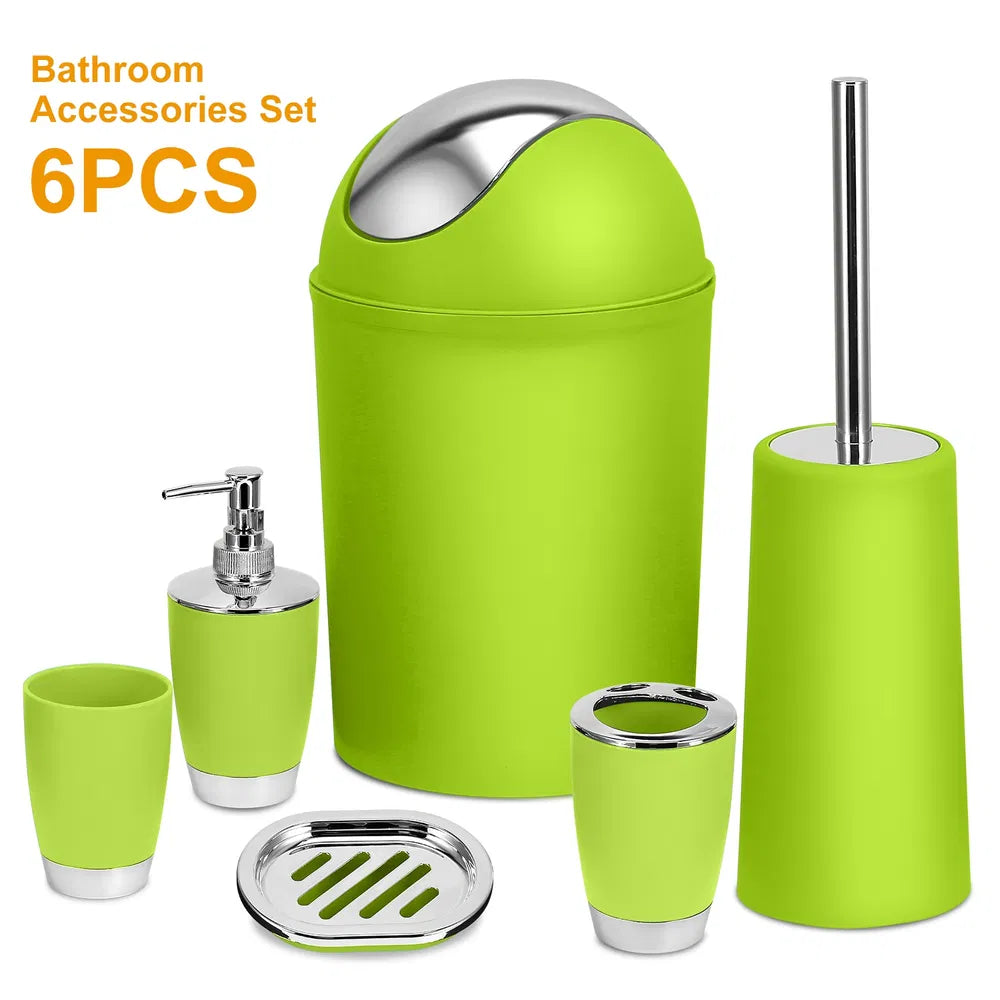 Bathroom accessories set in purple color option