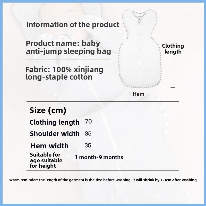 Infant sleep bag to prevent startled movements