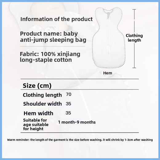 Infant sleep bag to prevent startled movements