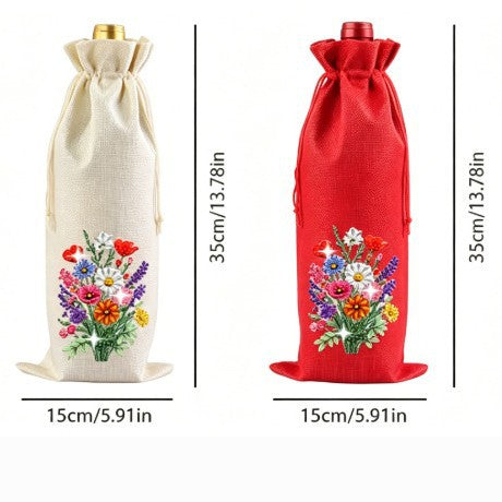 DIY Diamond Painting Christmas Linen Wine Gift Bag