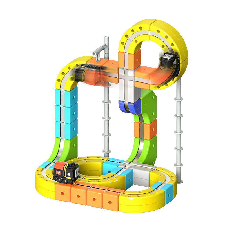 Magnetic tile train track building set with electric train, photo 5