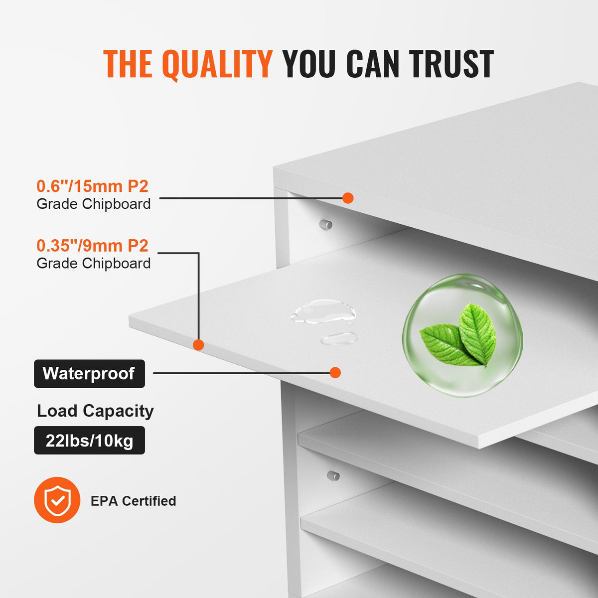 5 Compartment Wood Literature Organizer with Adjustable Shelves