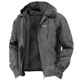 Mens Hooded Cotton Fleece Lined Zip Jacket