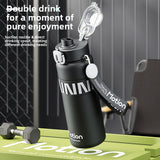 Stainless Steel Double Drink Thermos Cup with Carry Rope