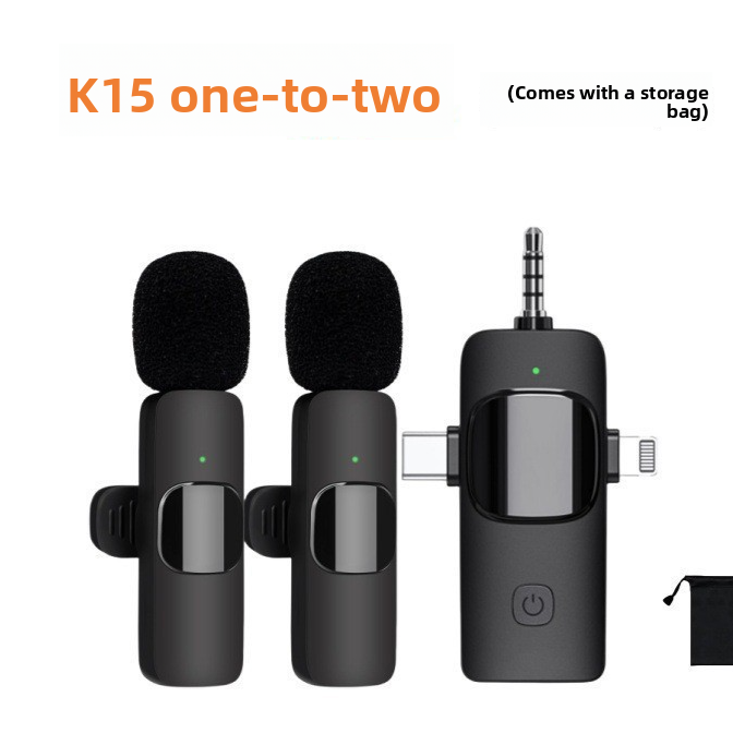 K15 3-in-1 Universal Wireless Lavalier Microphone with Noise Reduction for Live Streaming and Recording