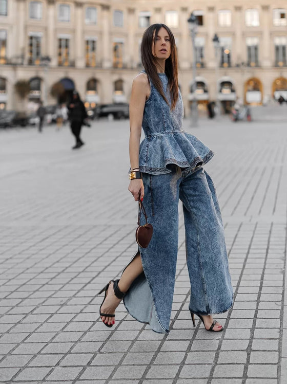 Retro Denim Waistcoat and Jeans Set