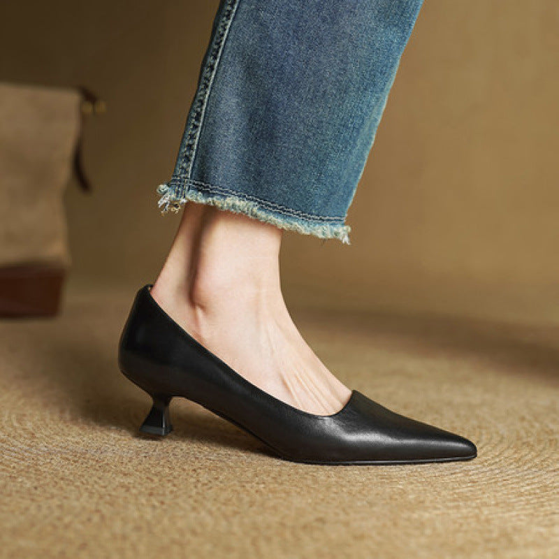 French Style Low Heel Pointed Toe Work Shoes