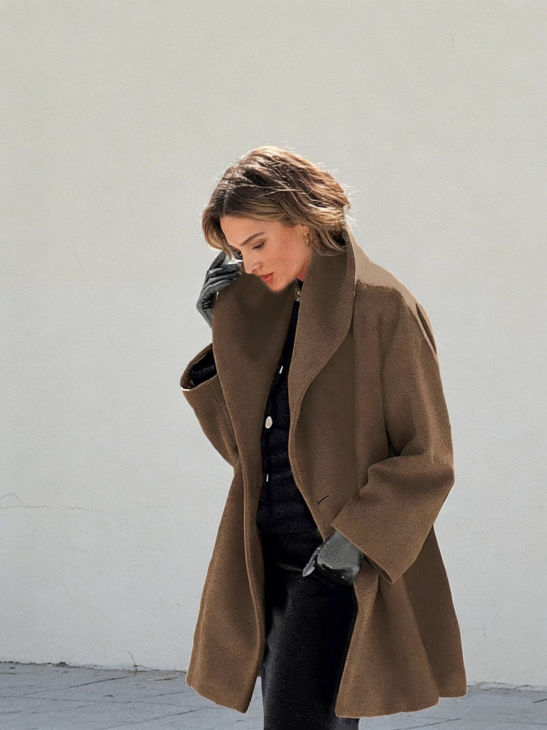 Fashion autumn and winter long multi-color coat loose