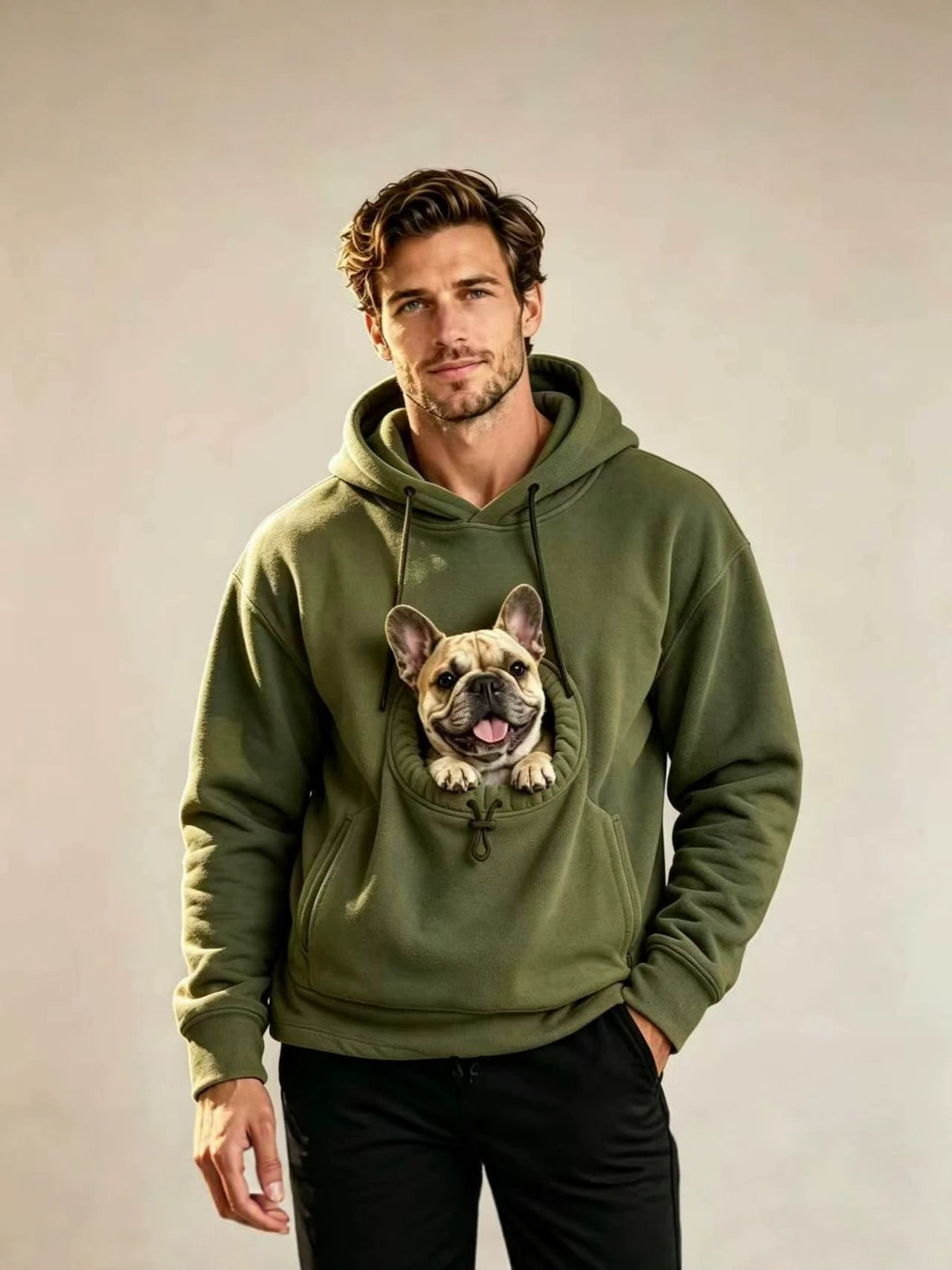 Couple Lamb Cashmere Pet Pocket Hooded Sweatshirt